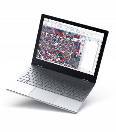 Graphic of a laptop showing GIS data. | Canvas GFX